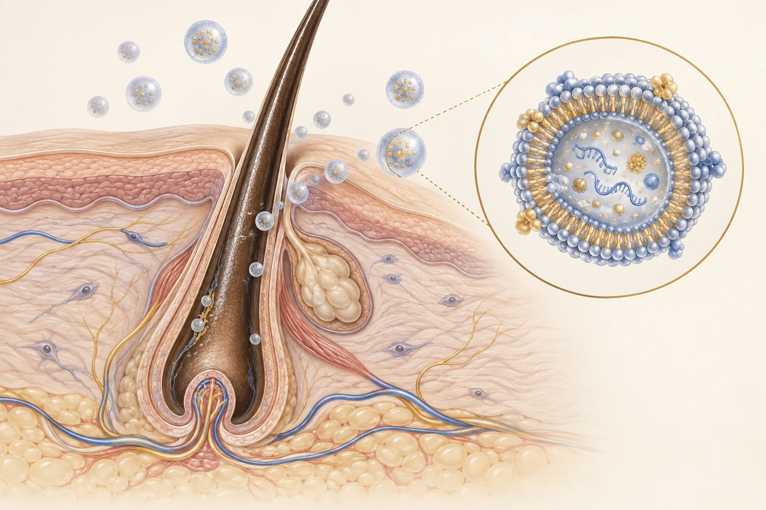 Exosome Hair Therapy: Evidence & Assessment — educational medical illustration