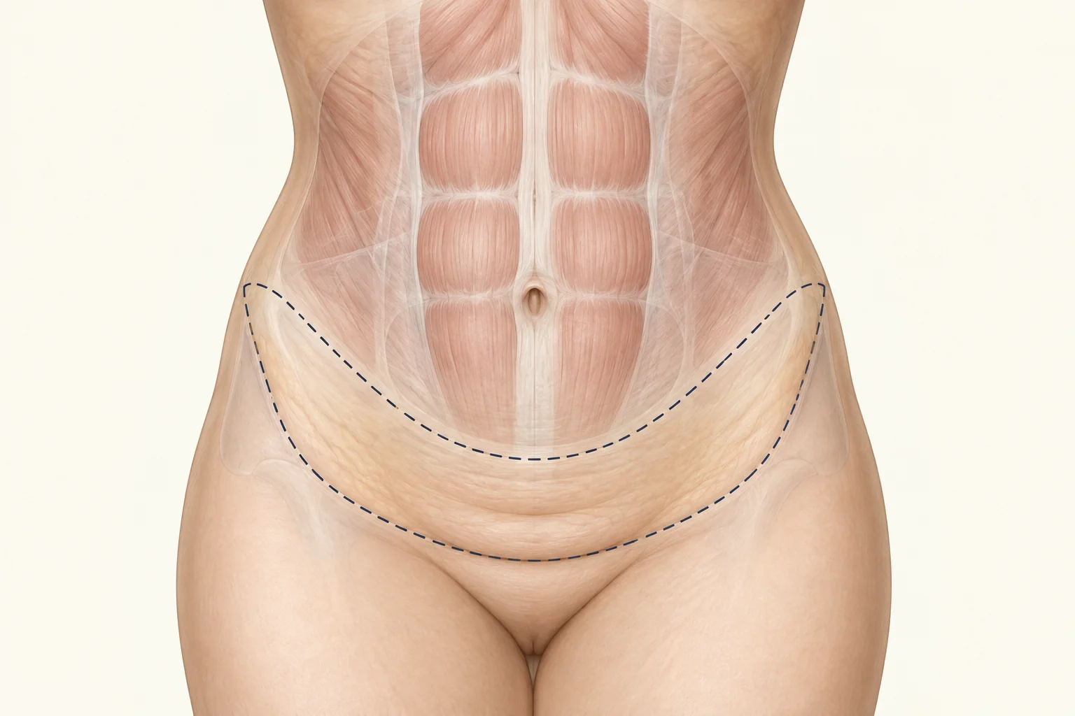 Tummy Tuck (Abdominoplasty) — educational medical illustration